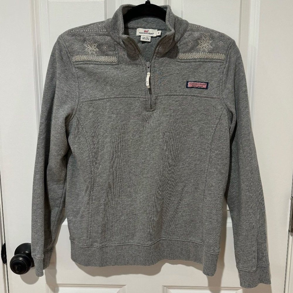 Vineyard Vines Cotton Embroidered‎ Winter Snowflake Shep Pullover - Size Small